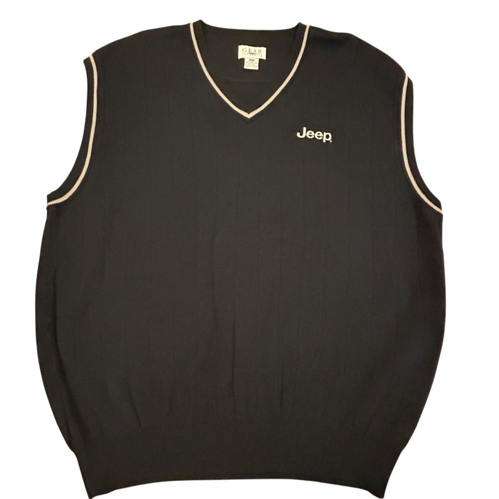 NWOT Gear Black V-neck Cotton Sleeveless Sweater JEEP  XXL